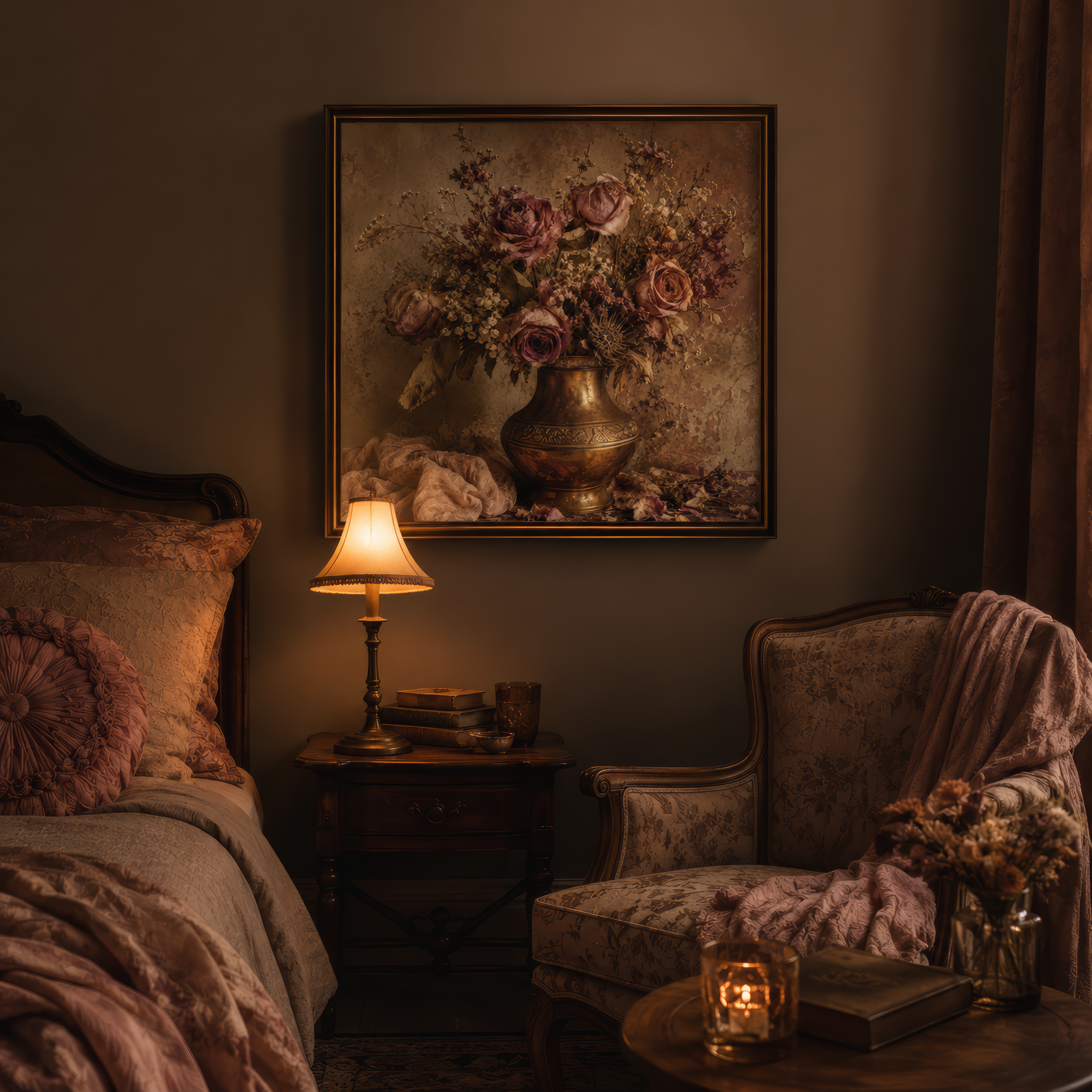 Ashes of Summer Roses — Wabi-Sabi Floral Wall Art