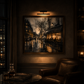 Ember After Rain — Noir Parisian Street Wall Art