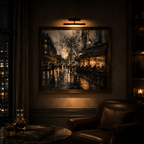 Ember After Rain — Noir Parisian Street Wall Art