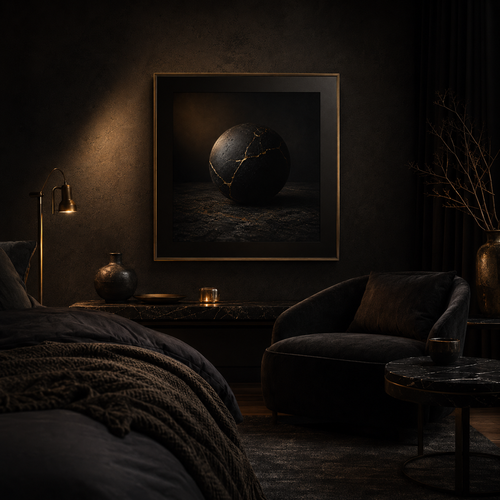 Fractured Eternity — Kintsugi Noir Wall Art