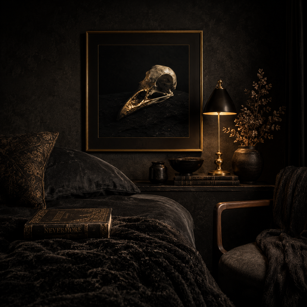 Gilded Remains — Noir Memento Mori Wall Art