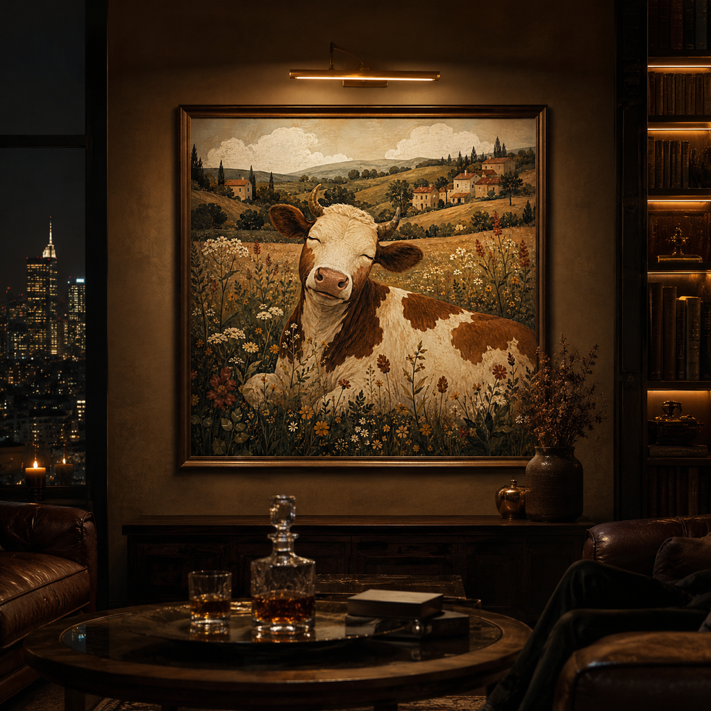 Golden Meadow Reverie — Pastoral Cottage Wall Art