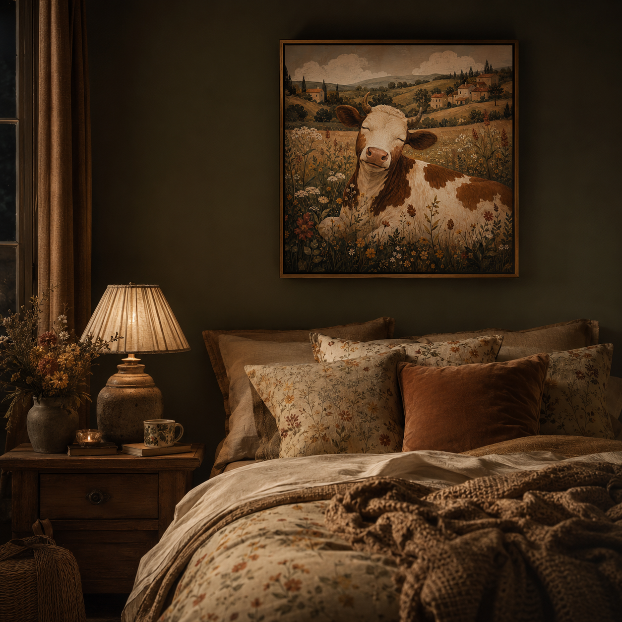 Golden Meadow Reverie — Pastoral Cottage Wall Art