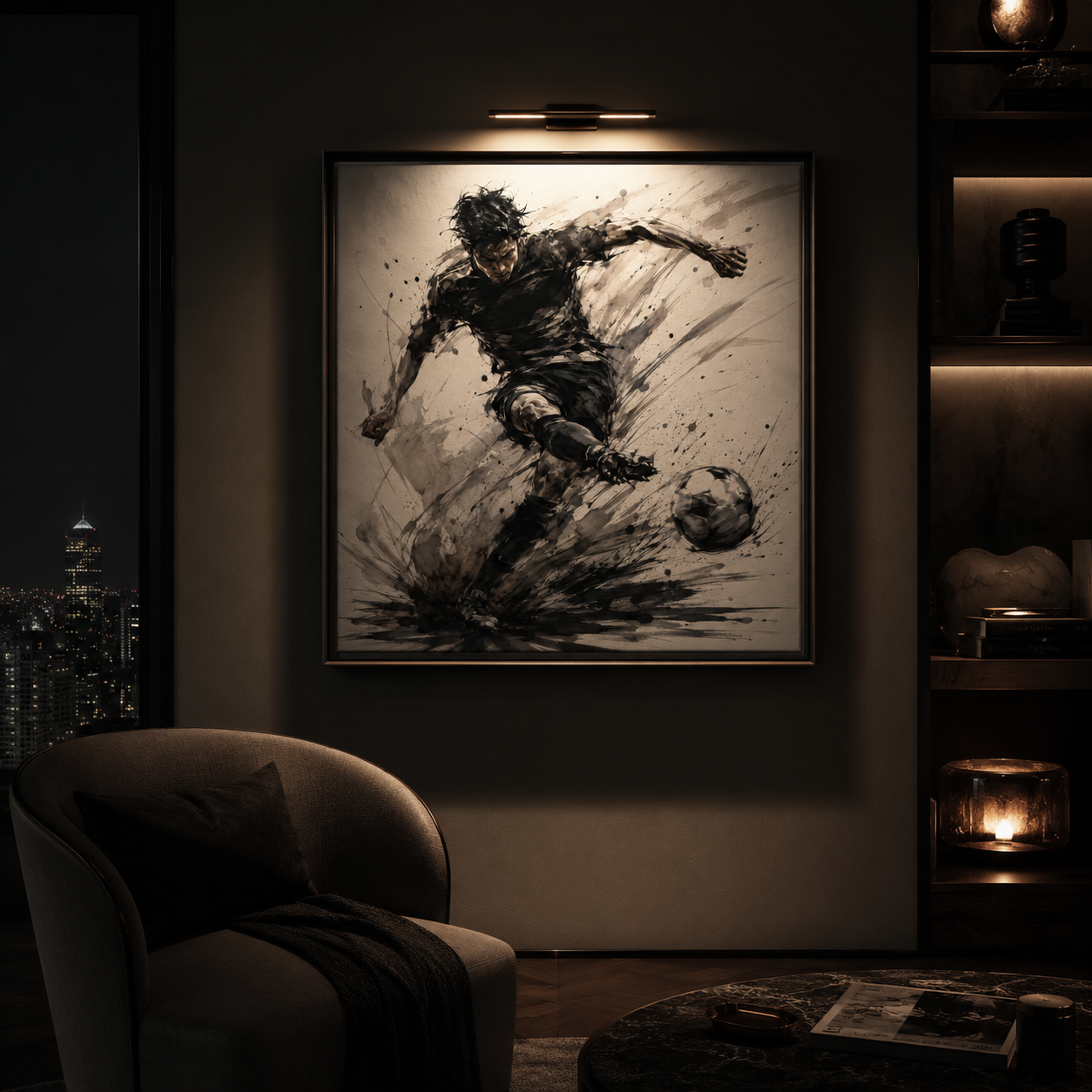 Last Strike — Monochrome Football Motion Wall Art