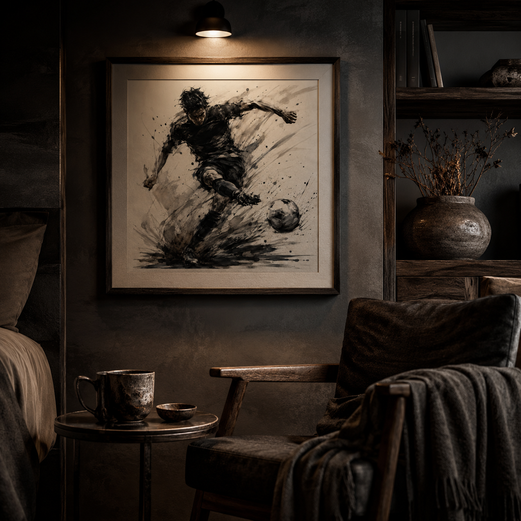 Last Strike — Monochrome Football Motion Wall Art
