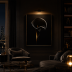 Nocturne Bloom — Minimal Noir Botanical Wall Art