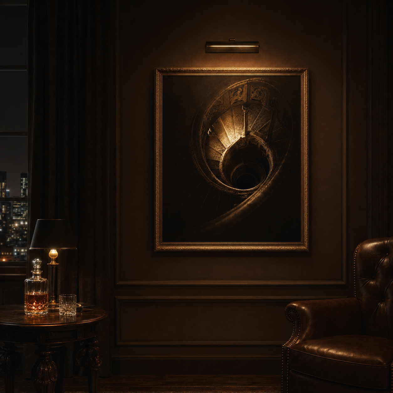 The Last Descent — Noir Spiral Wall Art