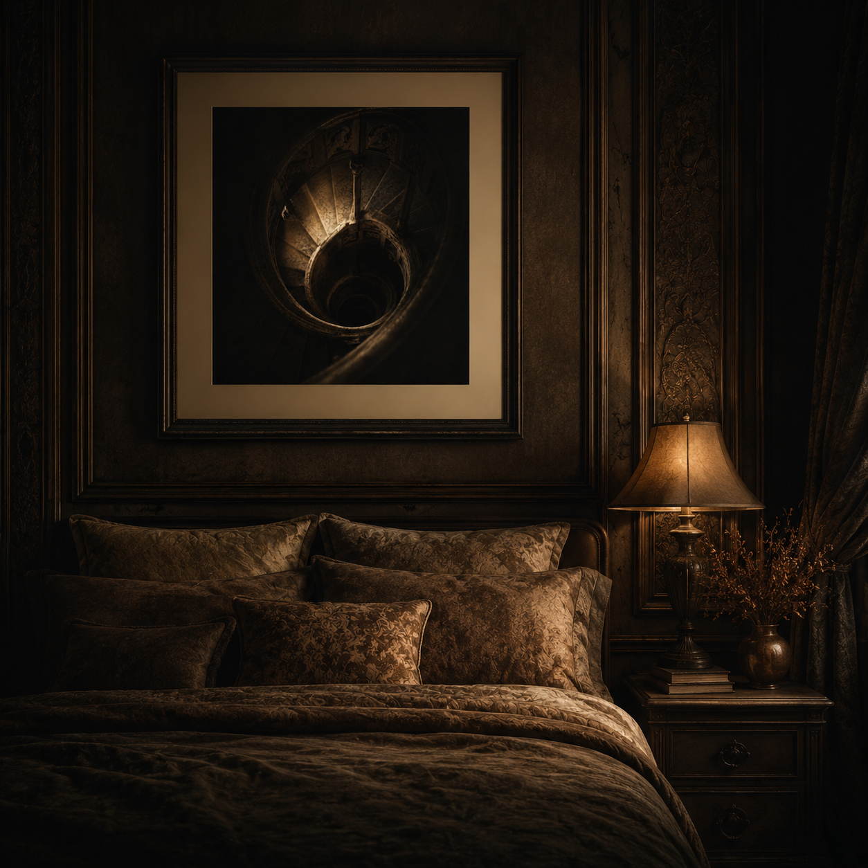 The Last Descent — Noir Spiral Wall Art