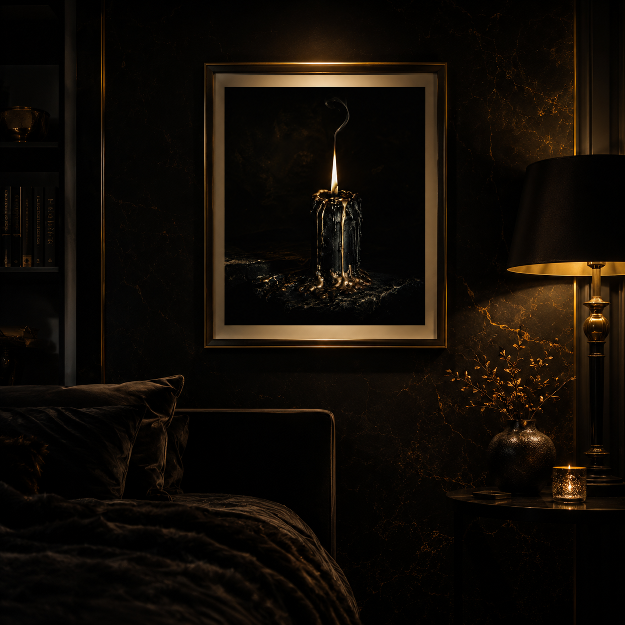 The Last Vigil — Noir Candlelight Wall Art