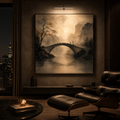 Whispering Crossing — Mist-Lit Zen Landscape Wall Art