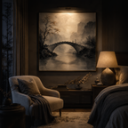 Whispering Crossing — Mist-Lit Zen Landscape Wall Art